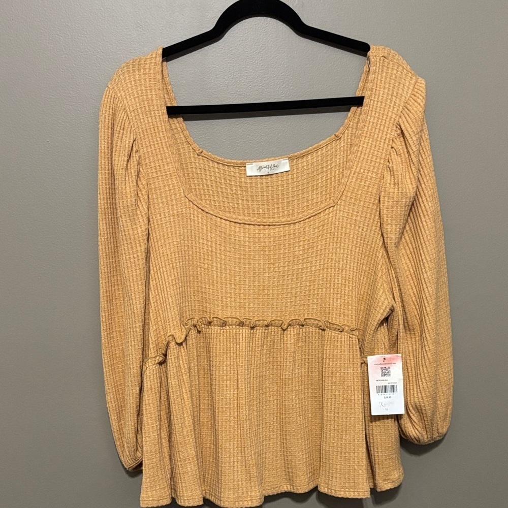 NWT A Beautiful Soul Orange Waffle Blouse